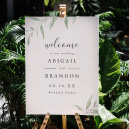 minimal greenery rustic wedding welcome sign