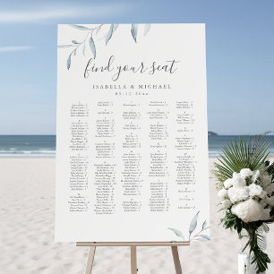 Minimal Greenery Script Alphabetical Seating Chart Foam Board