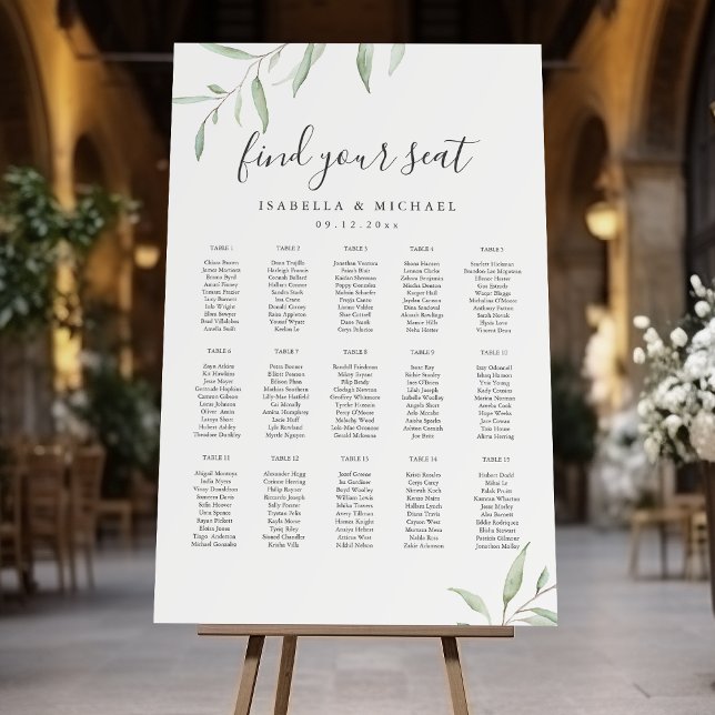 Minimal Greenery Script Seating Chart Foam Board (Minimal Greenery Script Seating Chart Foam Board)