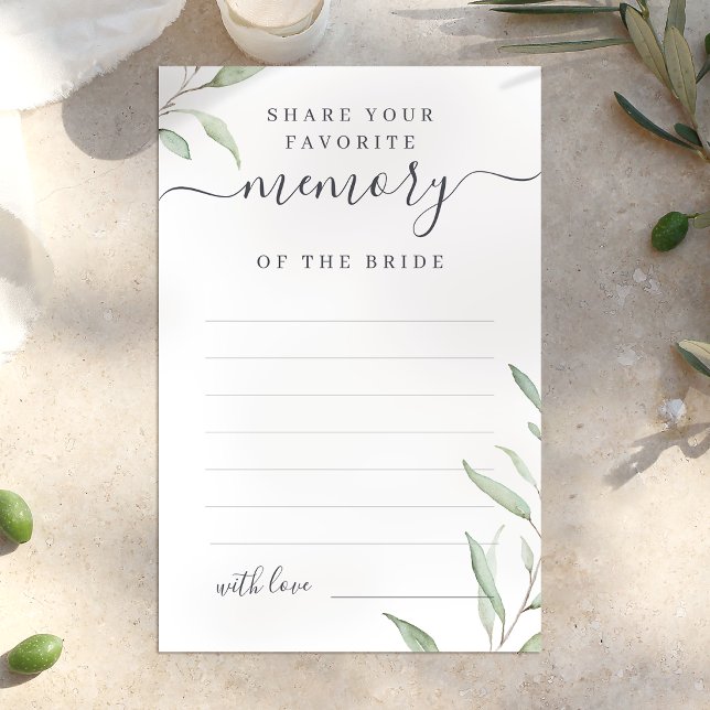 Minimal greenery share a memory bridal shower game (Minimal greenery share a memory bridal shower game)
