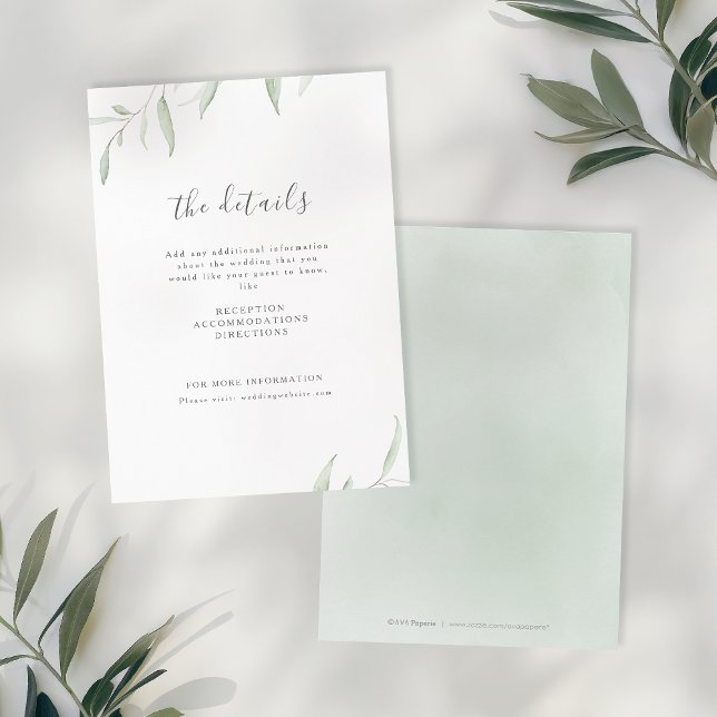 Minimal greenery simple botanical wedding enclosure card (Minimal greenery simple botanical wedding enclosure card)