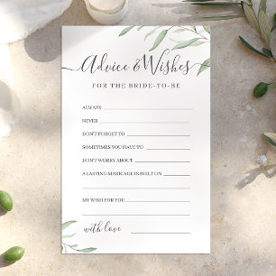 Minimal greenery wedding advice & wishes card