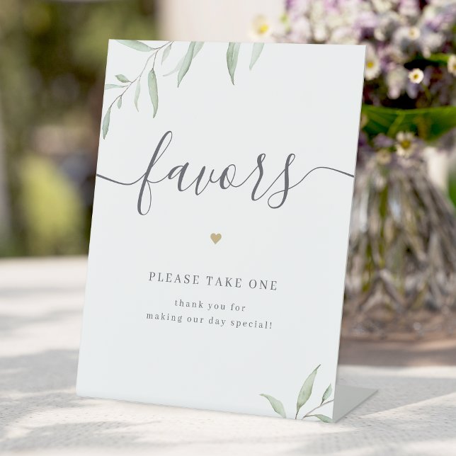 Minimal greenery Wedding Favors Please Take One Pedestal Sign (Minimal greenery Wedding Favors Please Take One Pedestal Sign)