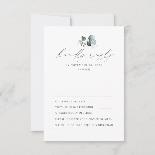 Minimal Greenery Wedding RSVP (Front)