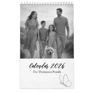 Minimal Grey and White Family Moments 14-Photo Calendar