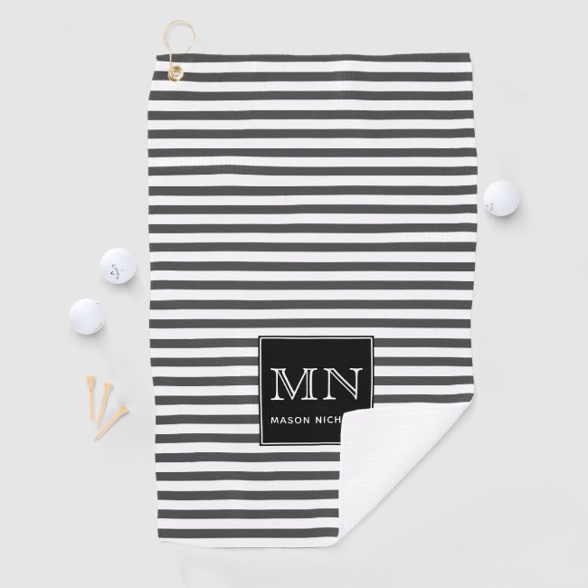 Minimal, Grey and White Striped Monogrammed