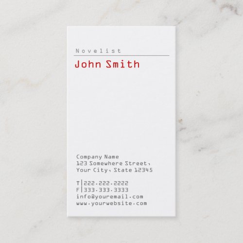 Minimal Grey Chevron Novelist Business Card