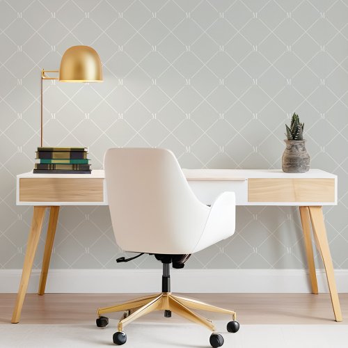 Minimal Grey Diagonal Checkered Monogram Pattern Wallpaper