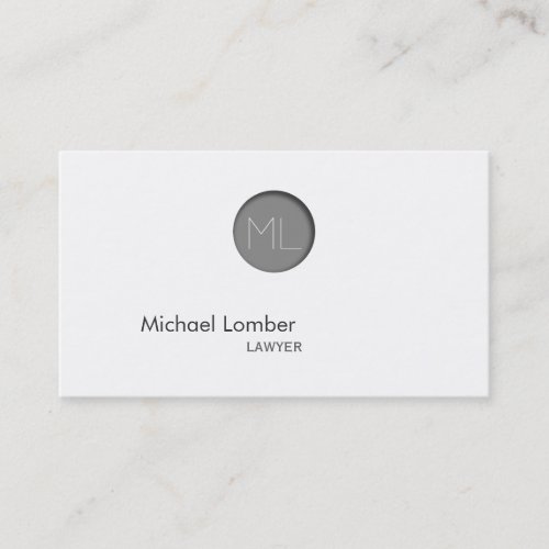 Minimal Grey Embossed Dot Monogram Business Card