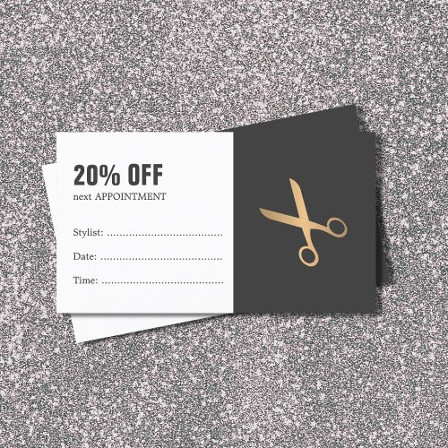 Minimal Grey Faux Gold Hair Appointment Coupon