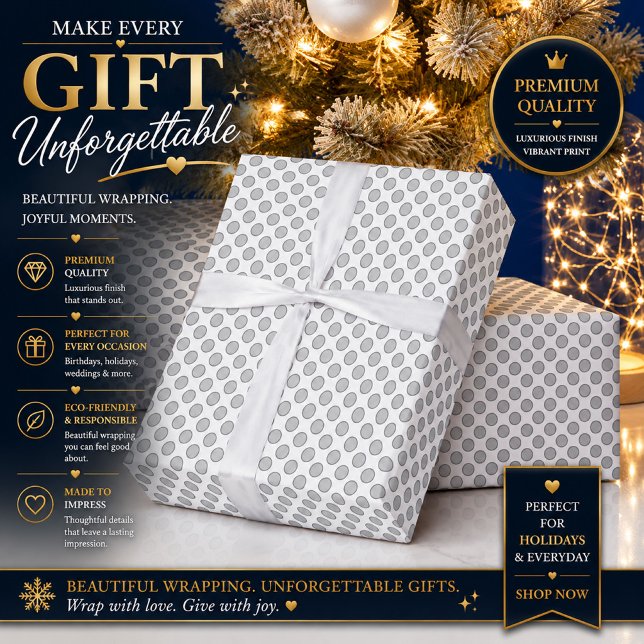 Minimal Grey Polka Dot Pattern  Wrapping Paper (Creator Uploaded)