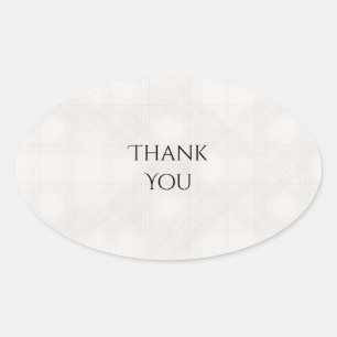 Minimal Grey Tartan Thank You Sticker