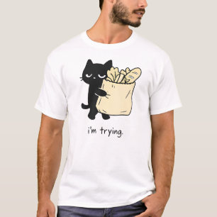 Minimal Grocery Cat Humor Design, T-Shirt
