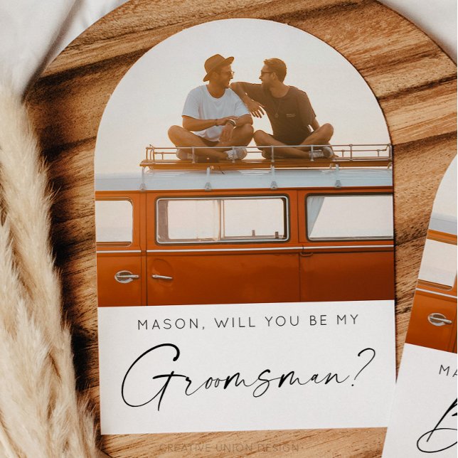 Minimal Groomsman Proposal Card with Photo (Groomsman Proposal Card)