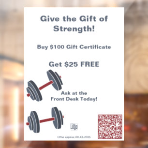 Minimal Gym All Year Gift Certificate Promotion Window Cling