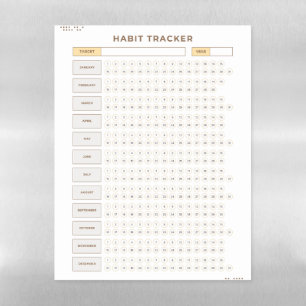 Minimal Habit Tracker Beige Grid Design Magnetic Dry Erase Sheet