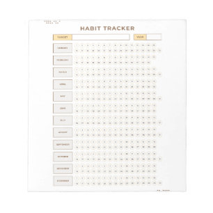 Minimal Habit Tracker Beige Grid Design Notepad