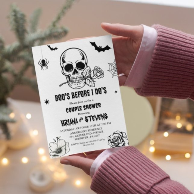 Minimal Halloween Boos Before I Dos Couple Shower Invitation (Creator Uploaded)