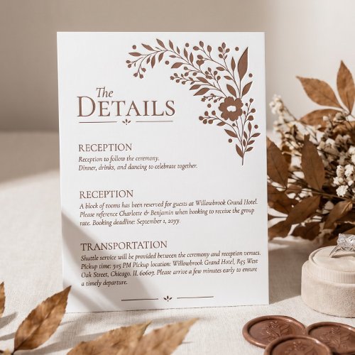 Minimal Hand-Drawn Floral Botanical Frame Wedding Letterpress Enclosure Card