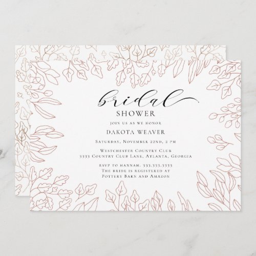 Minimal Hand Drawn Greenery Bridal Shower Invitation