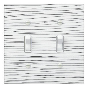 Minimal Hand Drawn Line Pen Pinstripes Messy Black Light Switch Cover