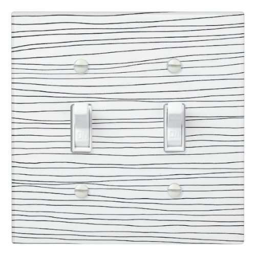 Minimal Hand Drawn Line Pen Pinstripes Messy Black Light Switch Cover