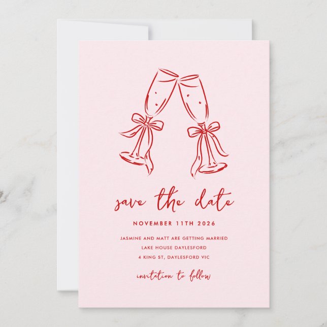 Minimal Hand Drawn Whimsical Doodle Save The Date (Front)