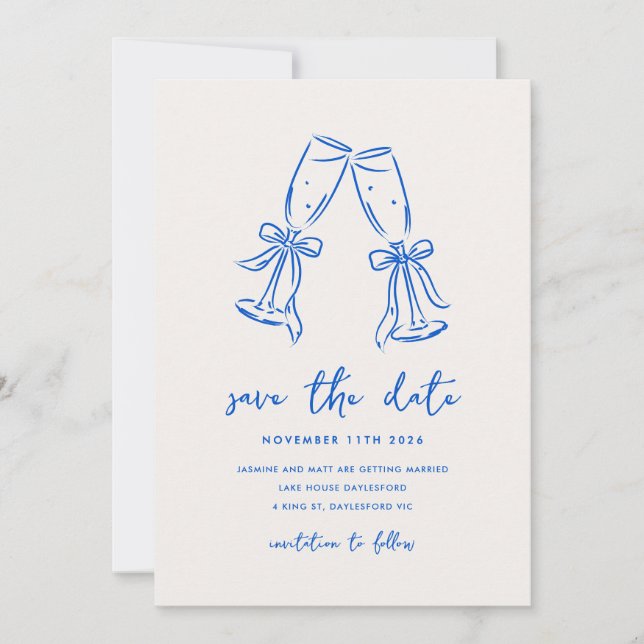 Minimal Hand Drawn Whimsical Doodle Save The Date (Front)