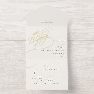 Minimal Hand Lettering Foil Wedding All In One Invitation
