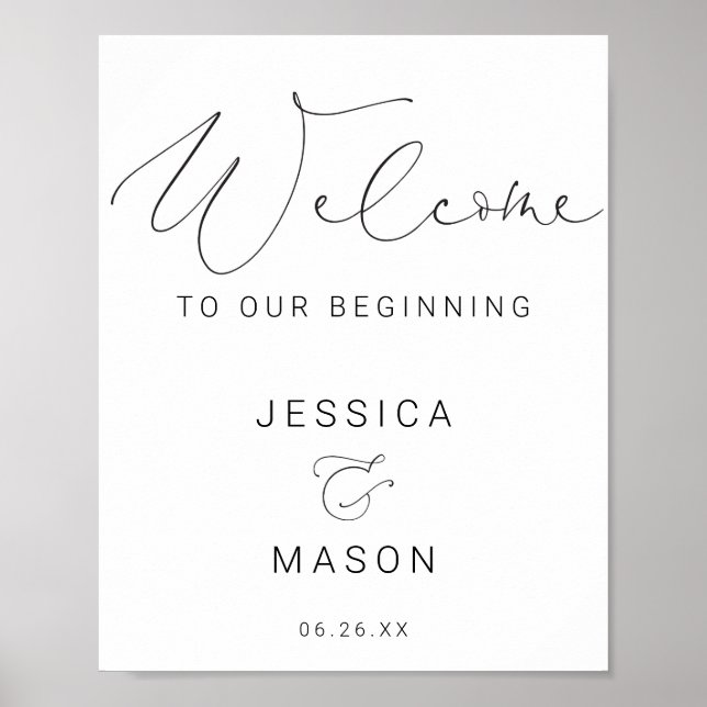 Minimal Hand Wedding Welcome Sign Poster (Front)