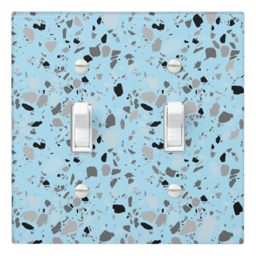 Minimal Handmade Terrazzo Tile Spots Black Blue Light Switch Cover