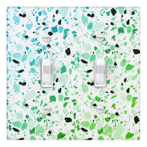 Minimal Handmade Terrazzo Tile Spots Black Green Light Switch Cover