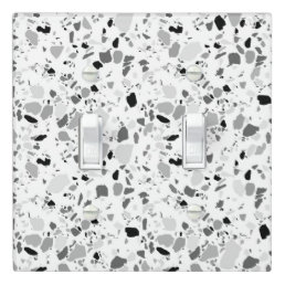 Minimal Handmade Terrazzo Tile Spots Black White Light Switch Cover