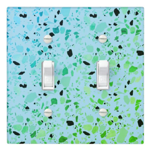 Minimal Handmade Terrazzo Tile Spots Blue Green Light Switch Cover