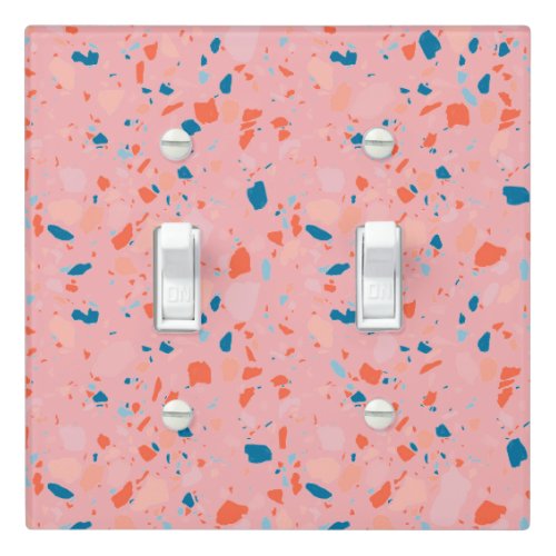 Minimal Handmade Terrazzo Tile Spots Blue Pink Light Switch Cover