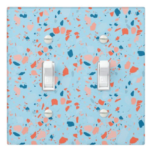 Minimal Handmade Terrazzo Tile Spots Blue Pink Light Switch Cover