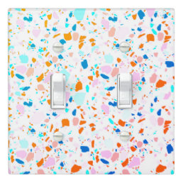 Minimal Handmade Terrazzo Tile Spots Blue Red Light Switch Cover