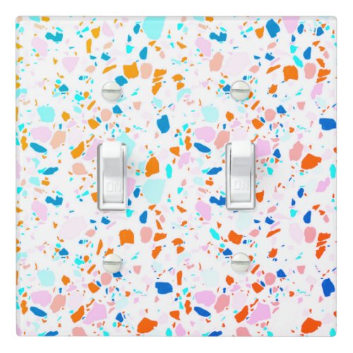 Minimal Handmade Terrazzo Tile Spots Blue Red Light Switch Cover