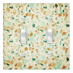 Minimal Handmade Terrazzo Tile Spots Green neutral Light Switch Cover