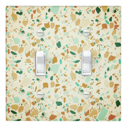 Minimal Handmade Terrazzo Tile Spots Green neutral Light Switch Cover