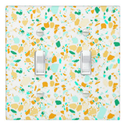 Minimal Handmade Terrazzo Tile Spots Green Yellow Light Switch Cover