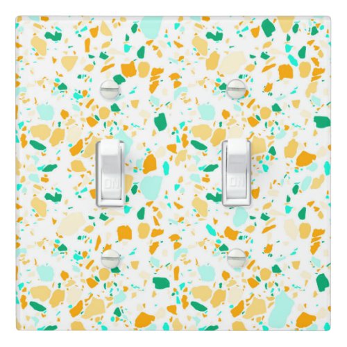 Minimal Handmade Terrazzo Tile Spots Green Yellow Light Switch Cover