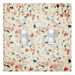 Minimal Handmade Terrazzo Tile Spots Red Neutral Light Switch Cover