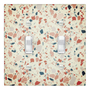 Minimal Handmade Terrazzo Tile Spots Red Neutral Light Switch Cover