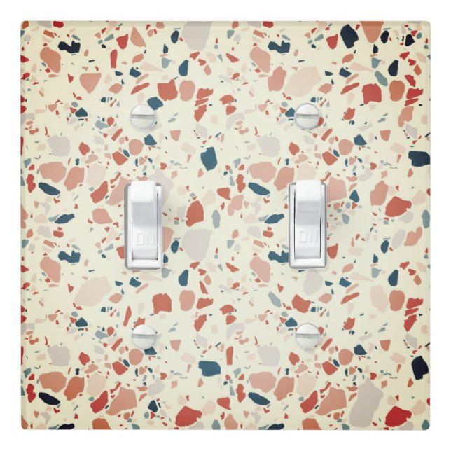 Minimal Handmade Terrazzo Tile Spots Red Neutral Light Switch Cover (In Situ)