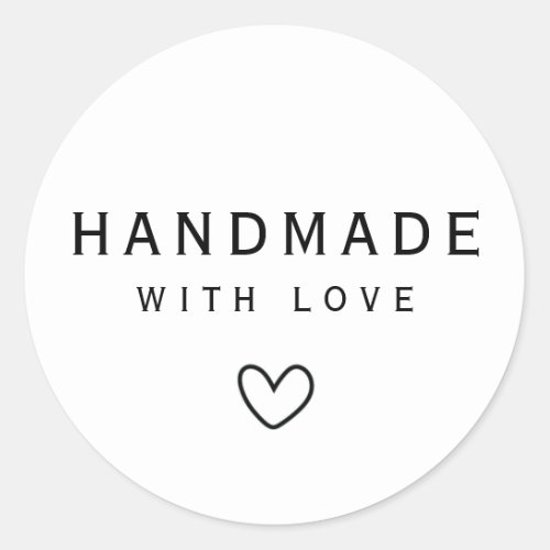 Minimal Handmade With Love Heart  Classic Round Sticker