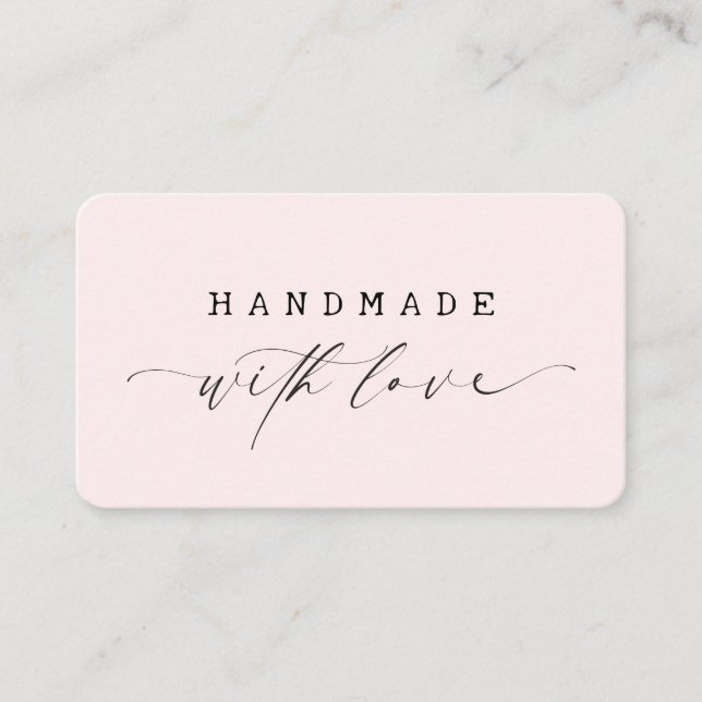 Minimal Handmade with Love Script Custom Logo  Business Card (Front)