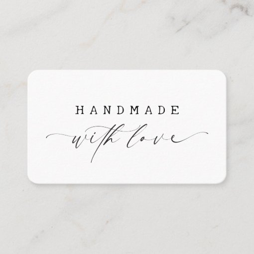 Minimal Handmade with Love Script Custom Logo Business Card | Zazzle