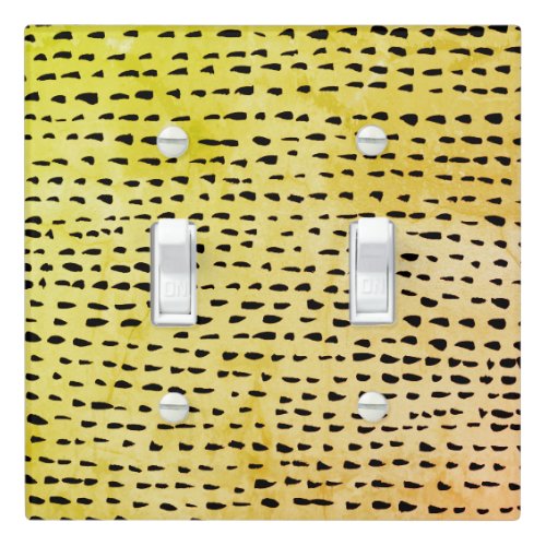 Minimal Handpainted Ink Dots Spots Black Yellow Light Switch Cover
