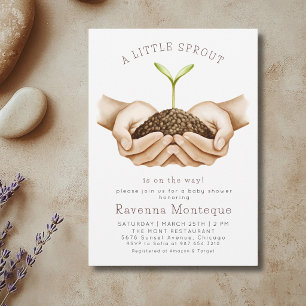 Minimal Hands Sprout A Little Sprout Baby Shower  Invitation